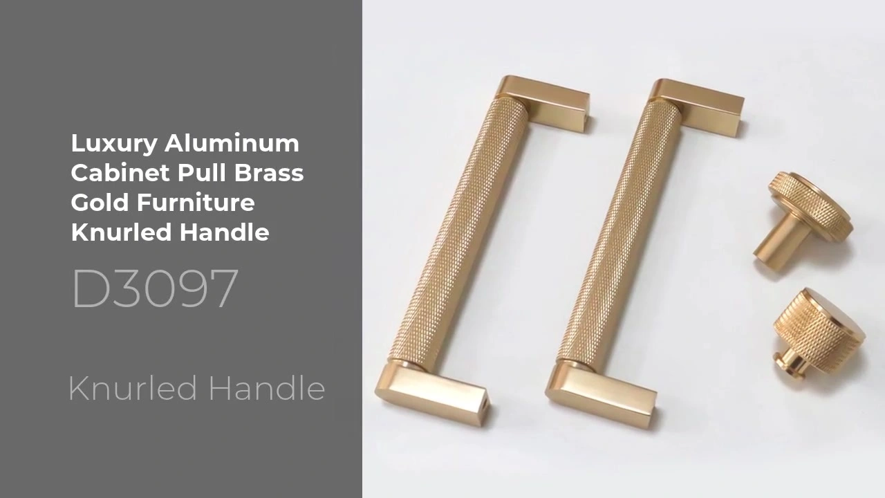 Luxury Aluminum Cabinet Pull Brass GoldFurniture Knurled Handle